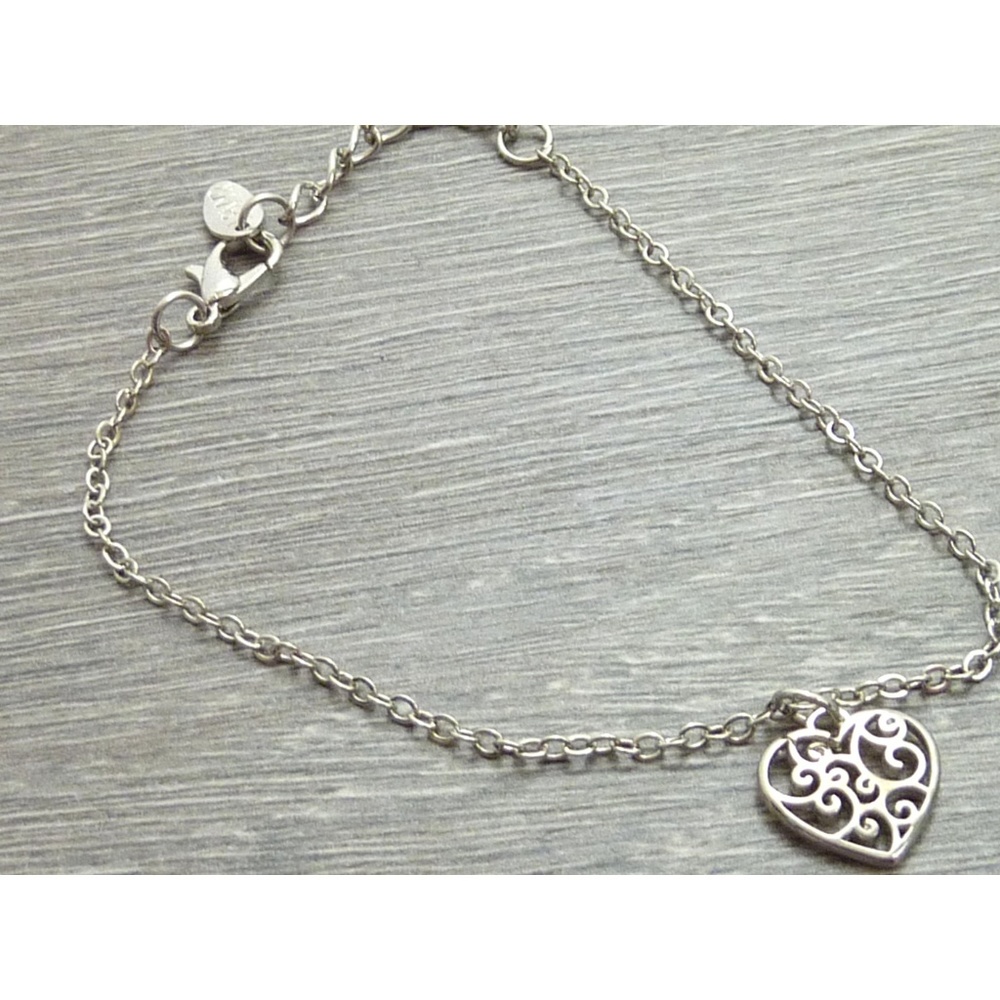 Filigree Heart Charm Bracelet